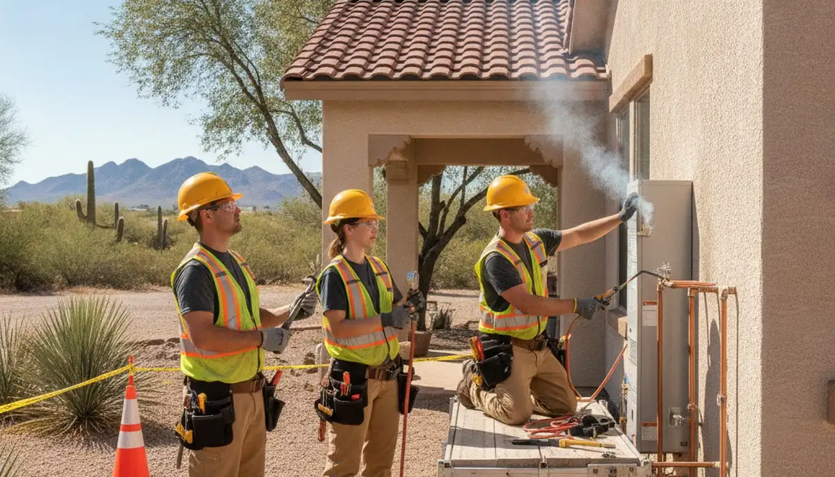 Plumber repairing a leak in Glendale, AZ for residential plumbing service