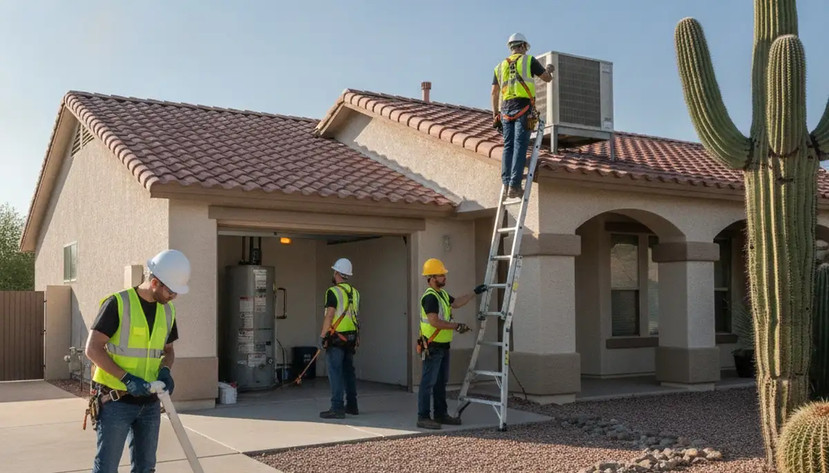 Professional plumber repairing plumbing in Glendale, AZ for residential service call