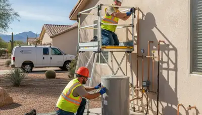 Glendale, AZ plumber repairing a residential plumbing issue for a local service call
