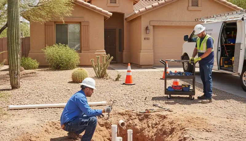 Glendale, AZ plumber servicing a residential plumbing repair call for leaks and pipe issues