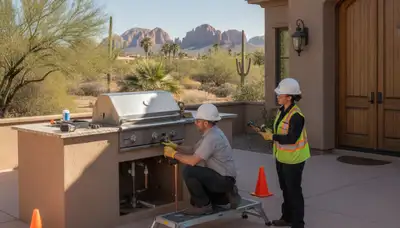 Professional plumber in Glendale, AZ inspecting a pipe repair for plumbing service team