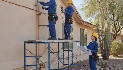 Glendale, AZ plumbing repair technician servicing a home plumbing system