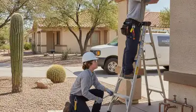 Glendale, AZ plumber repairing residential plumbing for fast leak and pipe repair service