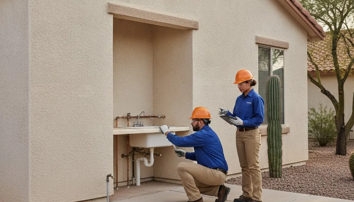 Glendale, AZ plumber repairing a residential pipe leak for plumbing repair service