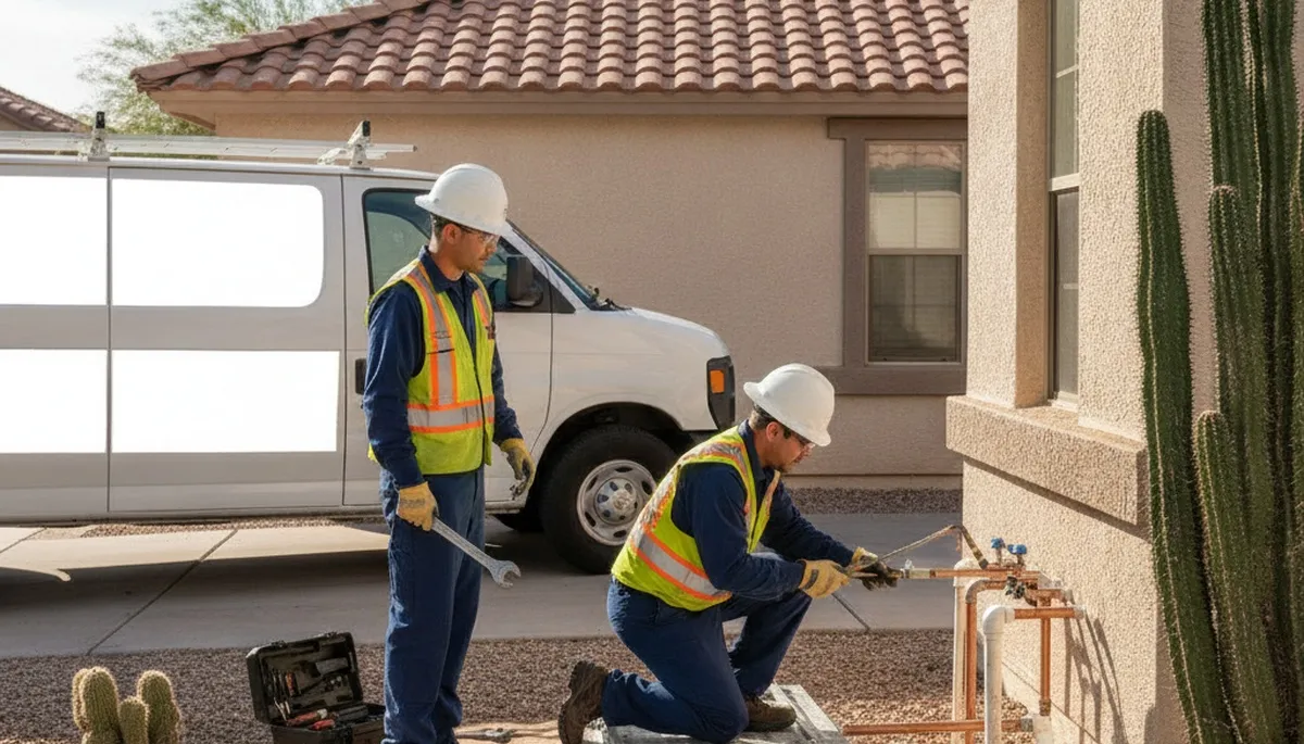 Plumber repairing a pipe in Glendale, AZ for residential plumbing service