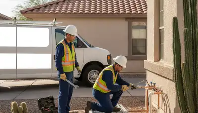 Plumber repairing a pipe in Glendale, AZ for residential plumbing service