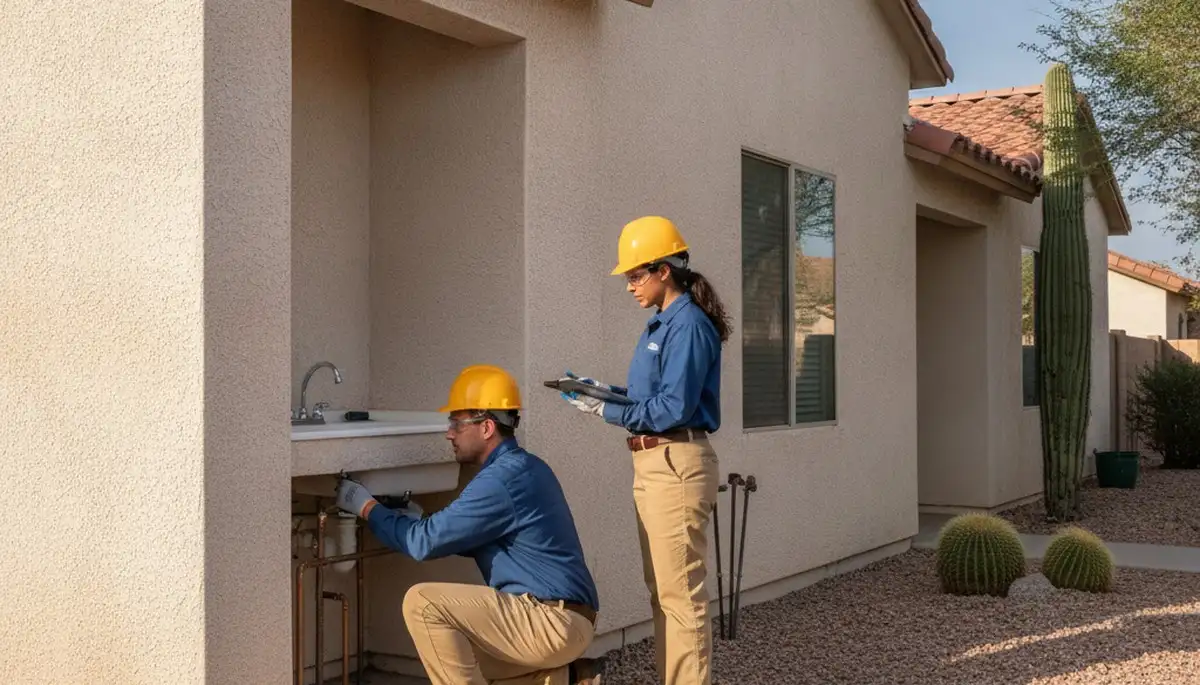 Plumber repairing a leak in Glendale, AZ for residential plumbing service