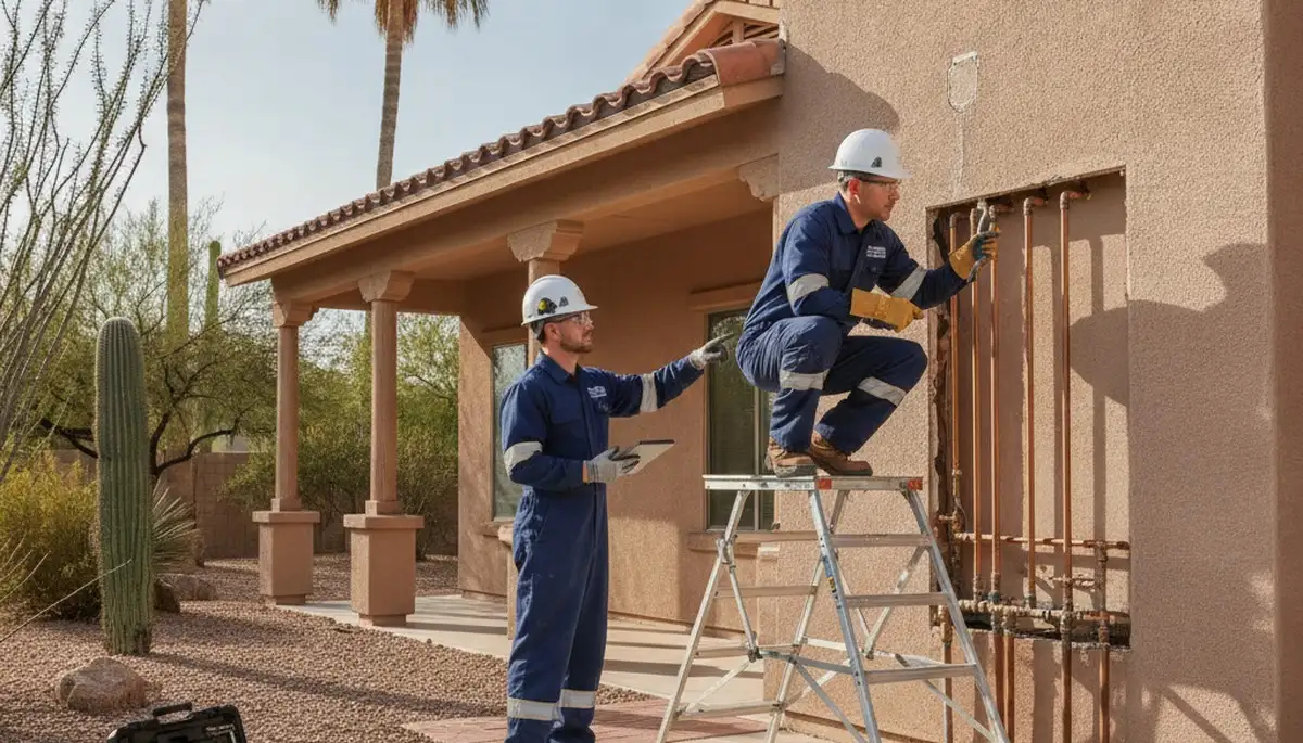 Plumber repairing a pipe in Glendale, AZ for residential plumbing service
