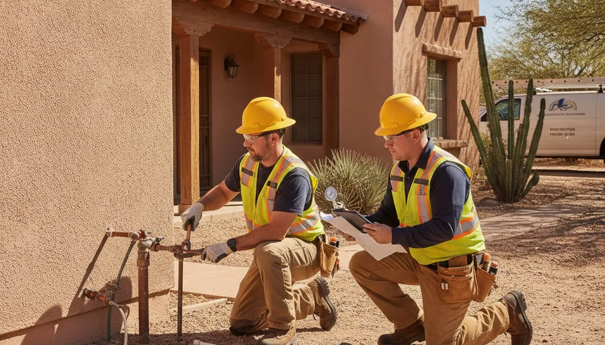 Professional Glendale, AZ plumber repairing a residential pipe for plumbing service