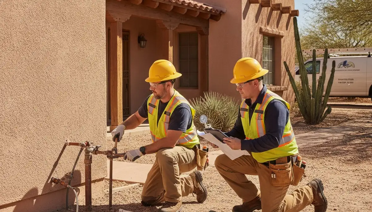 Professional Glendale, AZ plumber repairing a residential pipe for plumbing service